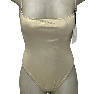 Yellow The Label Mica One-Piece Swimsuit • Size L • Champagne Gold